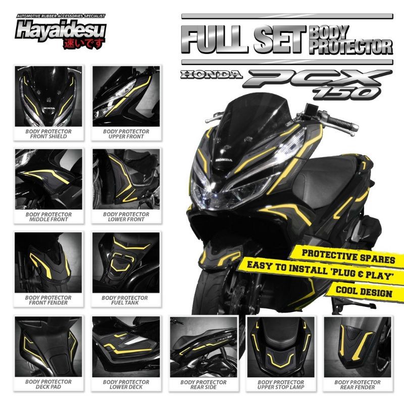 Hayaidesu Full Set Body Protector Cover Honda PCX 150 Aksesoris Decal Variasi