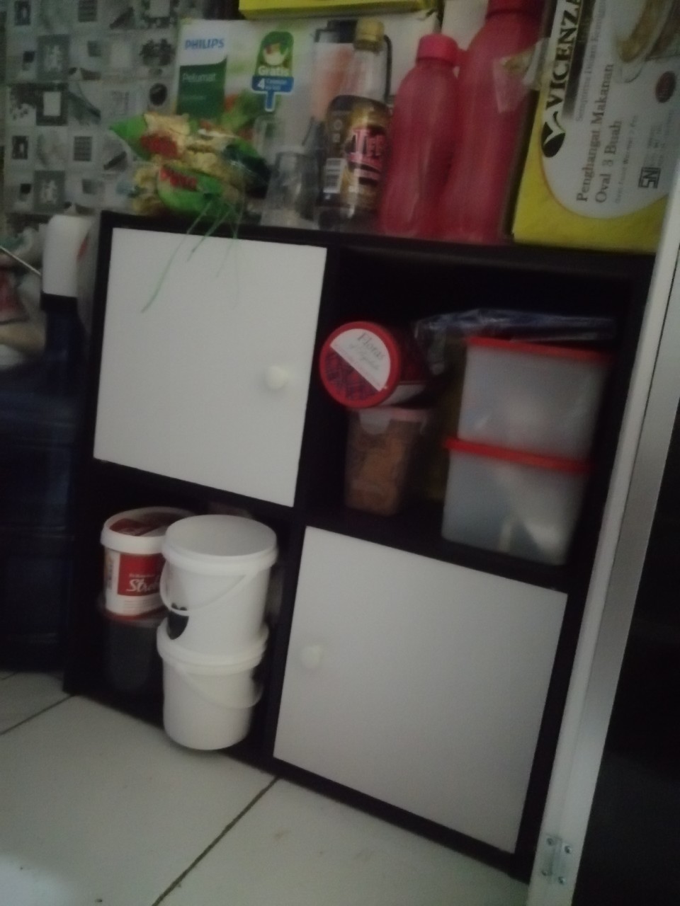 Rak Lemari Buku Pajangan Tv Serbaguna 4 Kotak Minimalis Kayu Dapur