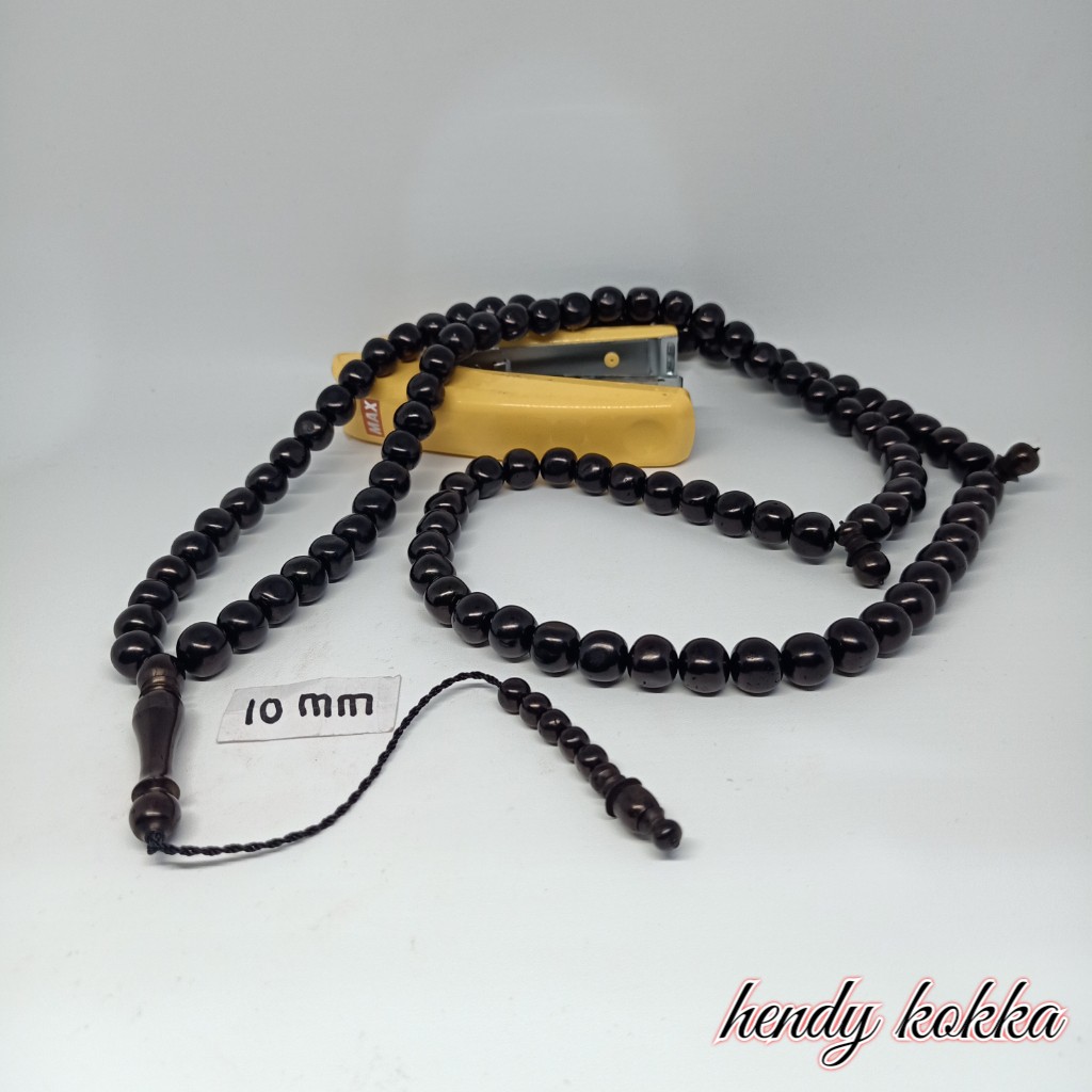 Tasbih Kokka kaukah 99 bulat polos hitam 10 mm