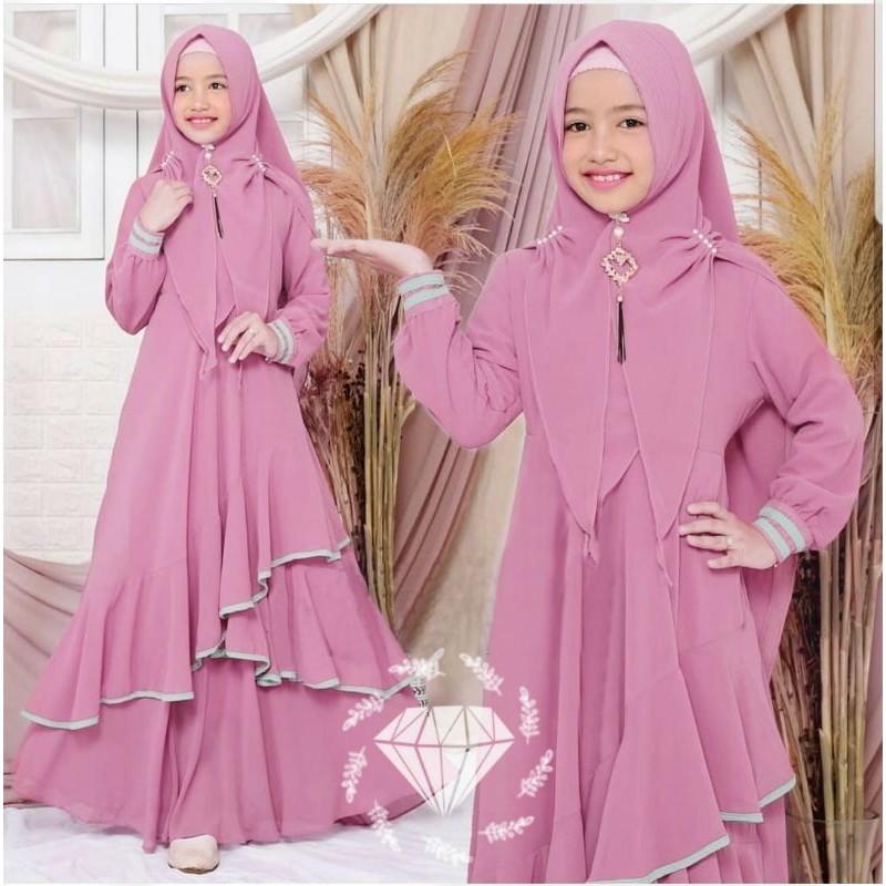 SYARI RAVINDRA KID, MOSCREPE, GAMIS HIJAB MUSLIM, DRESS