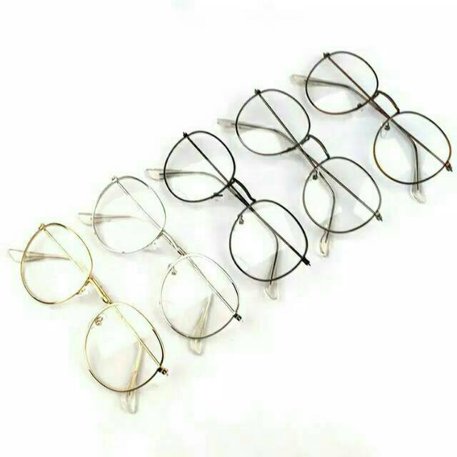 √BAYAR DITEMPAT√ Kacamata Wanita Oval Lensa Optik Bingkai Logam Gaya Vintage Retro Kacamata Mewah