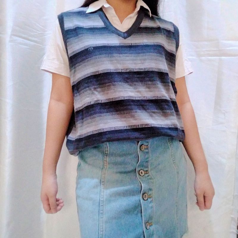 NEW STOCK‼️THRIFT Cardigan Vest Rajut Premium Pastel Kepang Cable Branded Academia Ketupat Argyle Murah-vest salur lucu