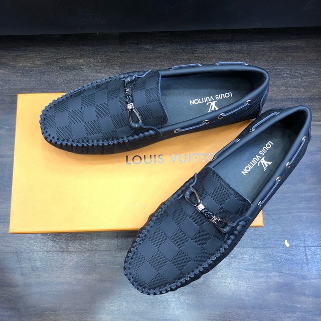JUAL SEPATU LOAFERS PRIA FASHION KULIT ASLI BRANDED IMPORT MURAH MIRROR - LV LOU IS VUITTON - LVA076