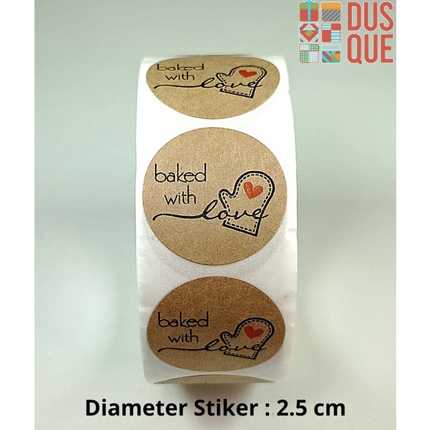 

10PCS STIKER LABEL BAKED WITH LOVE KRAFT / STICKER LABEL BAKED WITH LOVE KRAFT