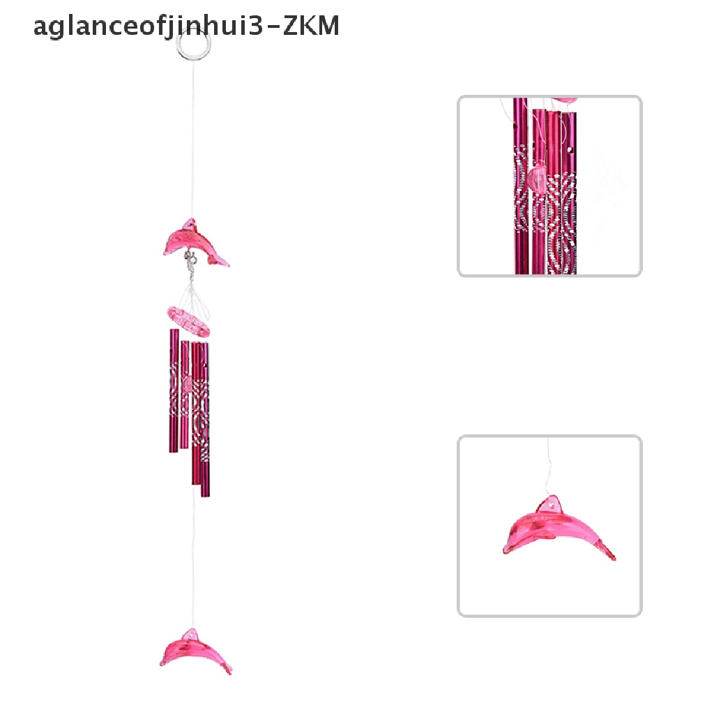 [AGID] Dolphin Creative Crystal 4 Metal Tubes Windchime Wind Chime Home Decor  [zkm]