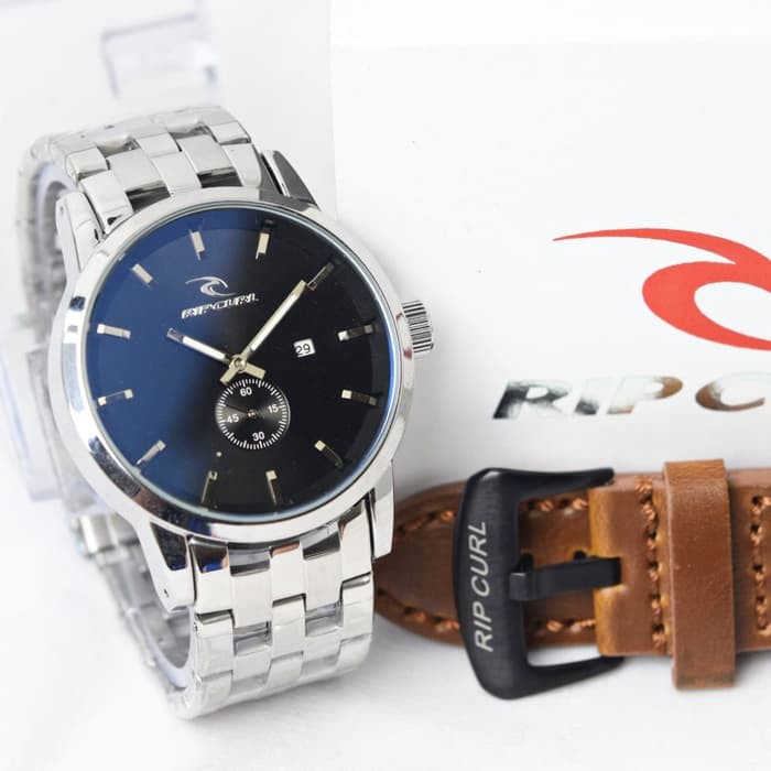 JAM TANGAN PRIA RIPCURL ANALOG DATE DETIK BAWAH + FREE KULIT ADA 4 WARNA ORI COWOK MURAH COD