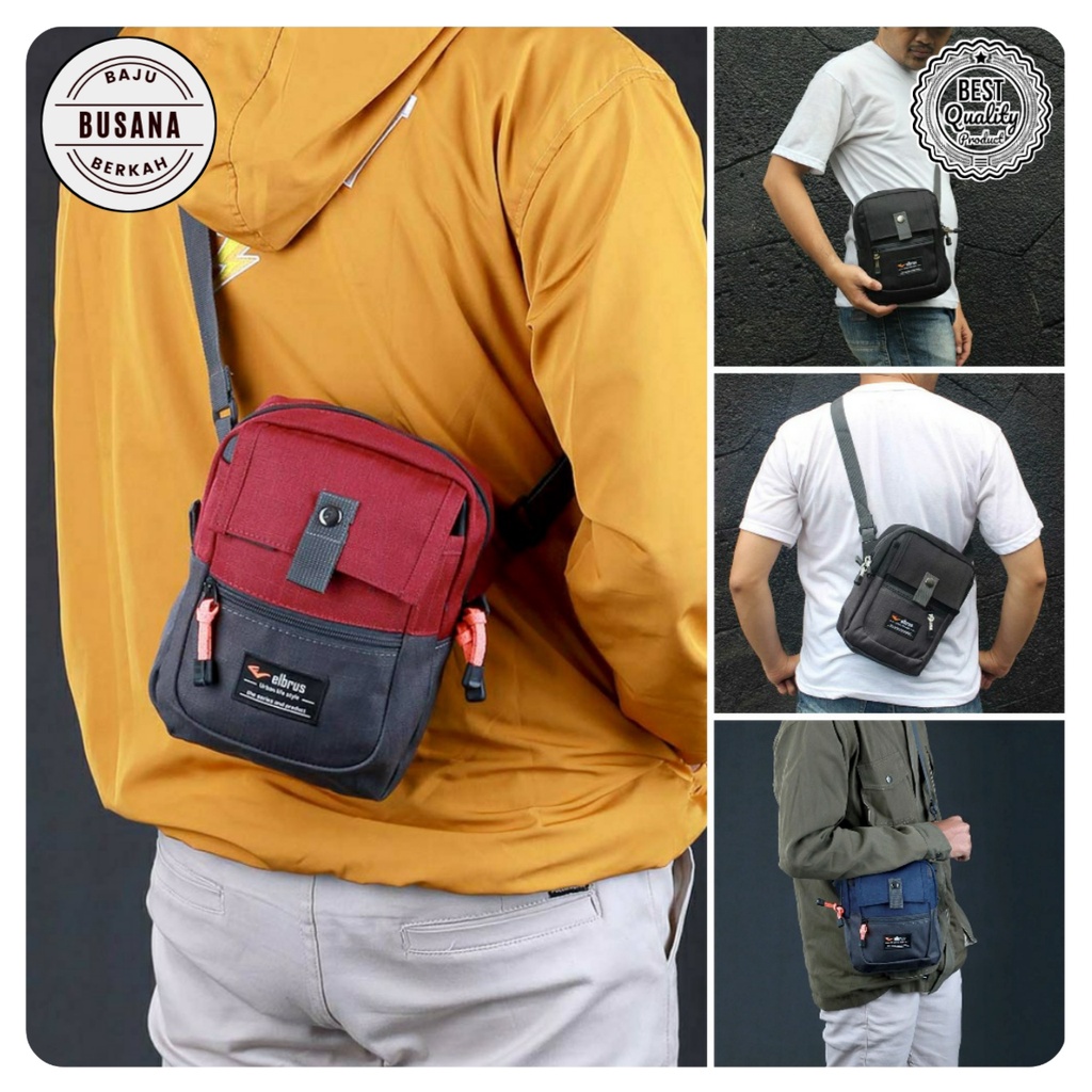 Tas Slingbag Selempang Pria Distro Elbrus Mini Keren Hp Camera Simpel Keren Promo Terbaru Original
