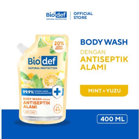 ☘️Yuri Kosmetik☘️ Biodef Natural Protection Body Wash Refill 400 ml (Sabun Mandi Cair ANTI Tumpah)