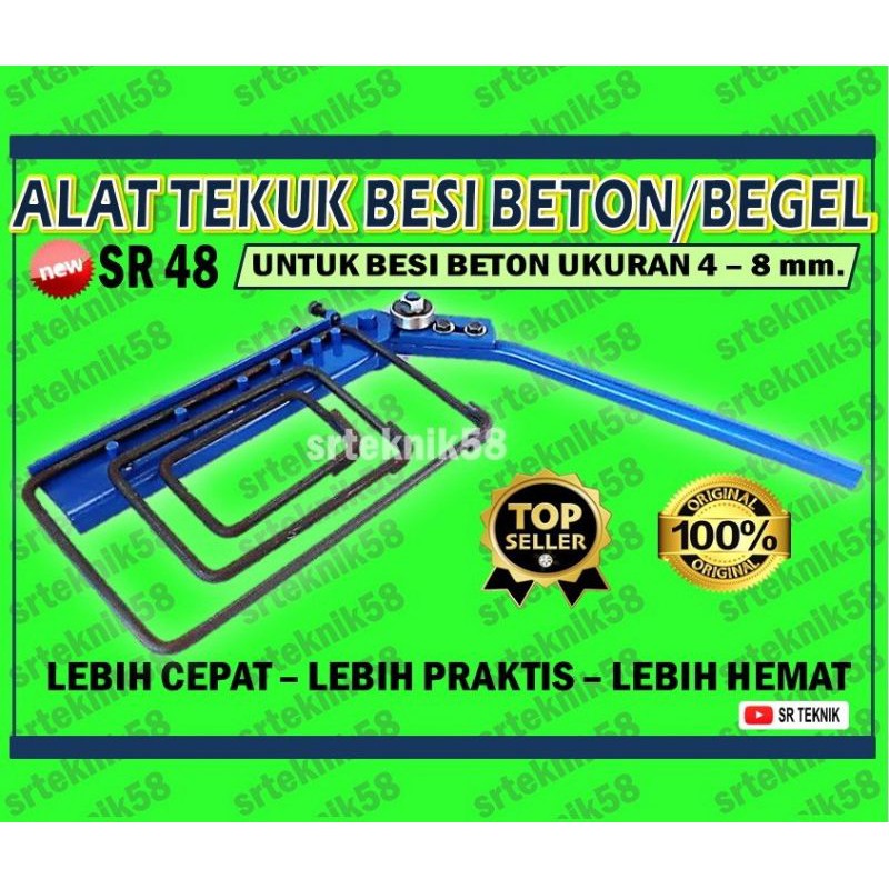 Alat tekuk besi beton manual/begel, cincin/bar bender/pleser (SR 48)