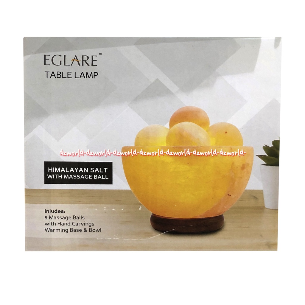 Eglare Table Lamp Himalayan Salt with Massage Ball Alat Terapi Kesehatan Eglar Lampu Himalaya oren Orange