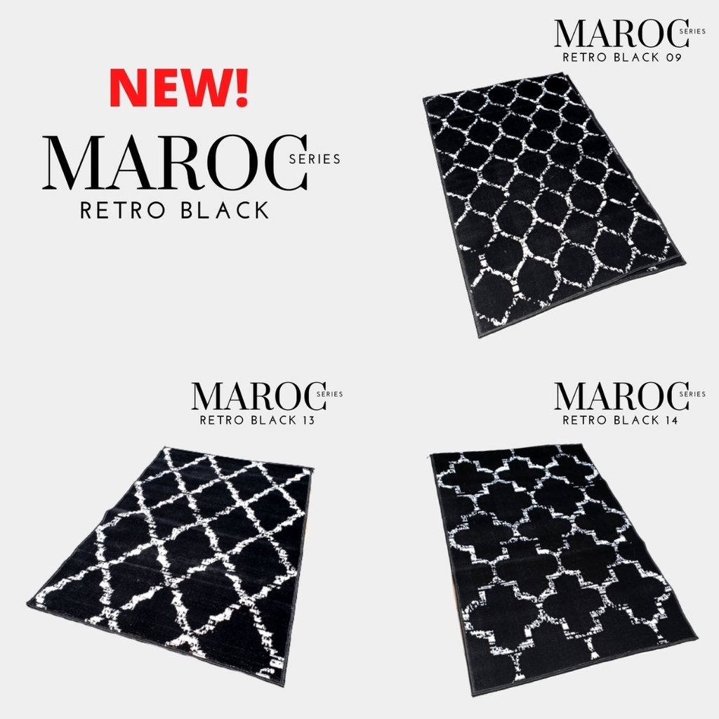 KARPET LANTAI MAROC 100 X 150 ALL BLACK SERIES