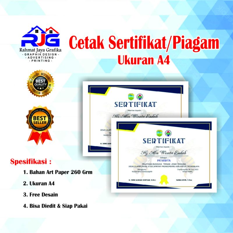

Cetak Serifikat Piagam Penghargaan Custom Murah Desain Suka Suka Cetak Sertifikat Murah Berkualitas rahmatjayagrafika