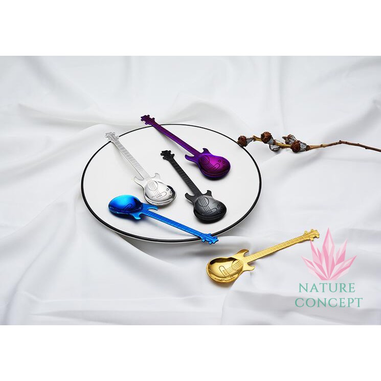 Stainless Steel Unique Electric Guitar Coffee Children Gift Spoon Sendok Anak Unik Gitar Listrik