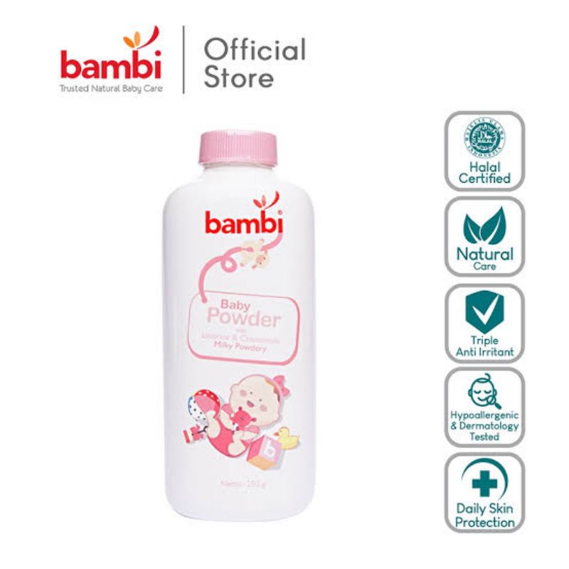 Bambi Baby Powder Milky Powdery 100 g / Bedak Bayi / Bedak Bambi