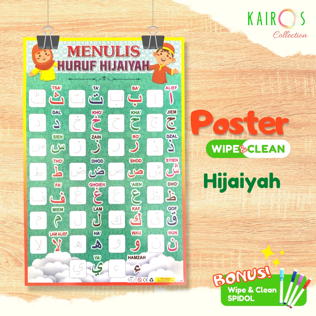 Poster Dinding Glossy Wipe and Clean Edukasi Anak Paud TK Belajar Menulis Alfabet ABC