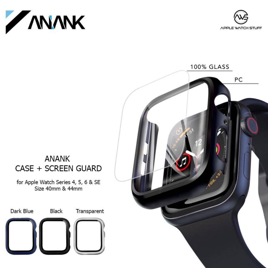 Anank Bumper Case + Tempered Glass Pro 9H for Apple Watch Size 40/44mm