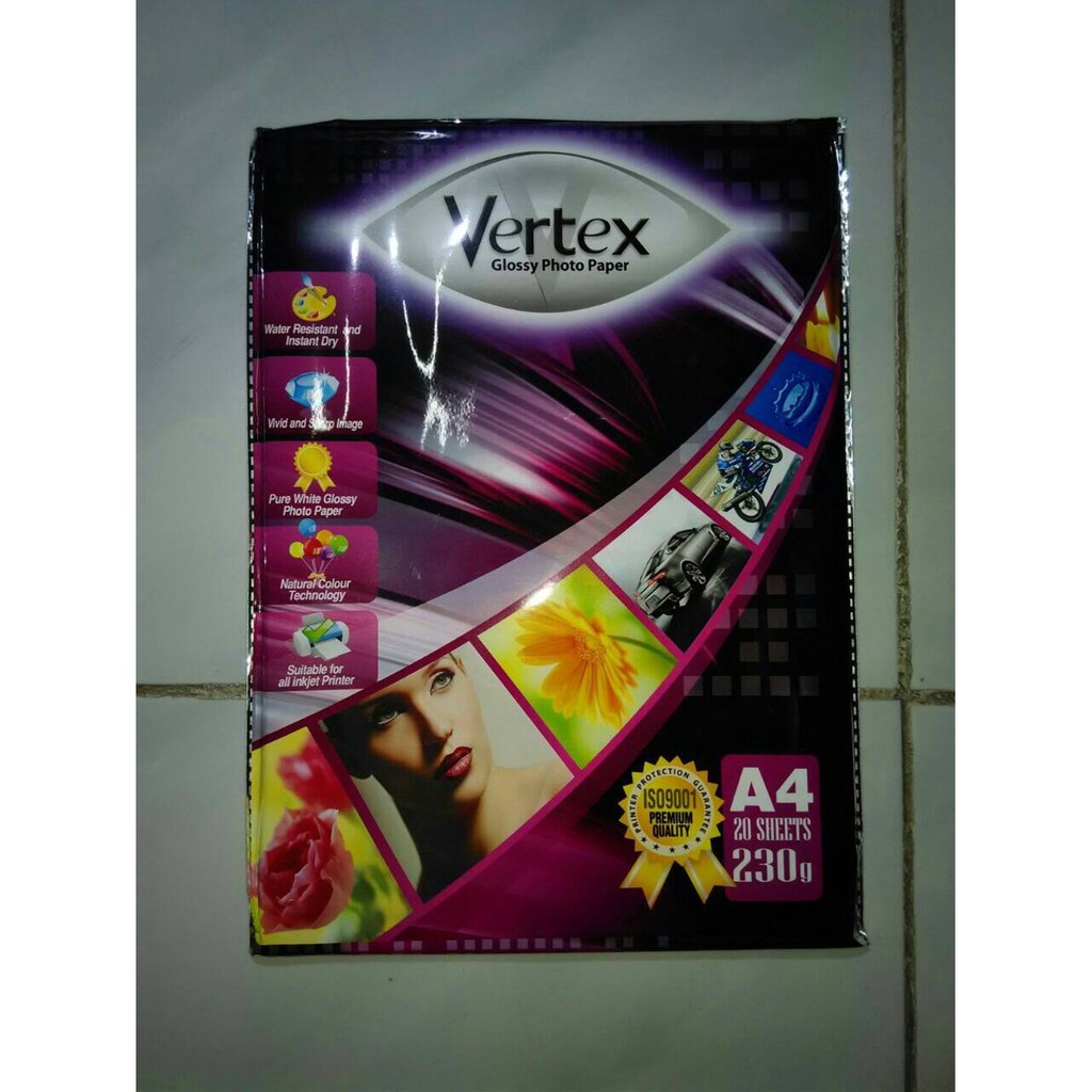 

kertas Photo Glossy Vertex 230gsm A4