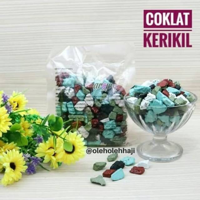 Coklat krikil stone 250gram kemasan toples/oleh oleh haji dan umroh