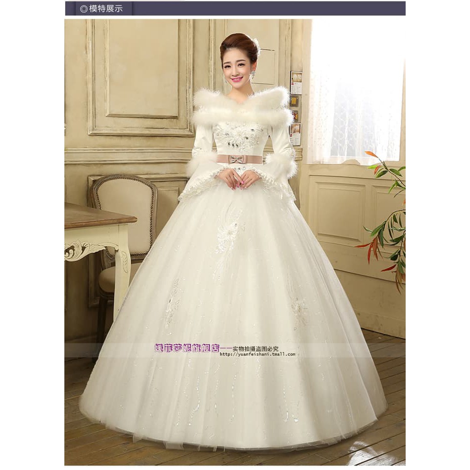 Wedding dress - Gaun Pengantin Lengan Panjang Pita Korea