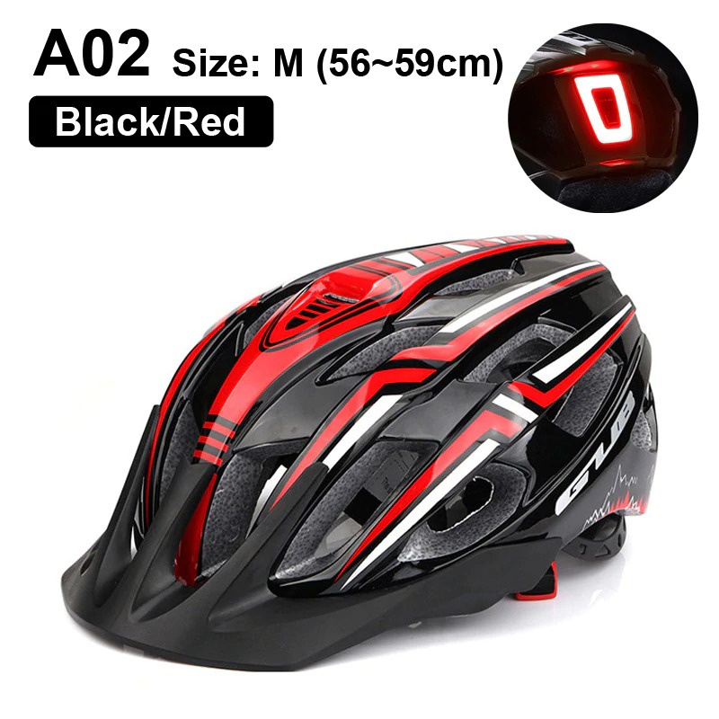 GUB Helm Sepeda Bicycle Road Bike Helmet EPS Foam LED Light - A02 - Black/Red