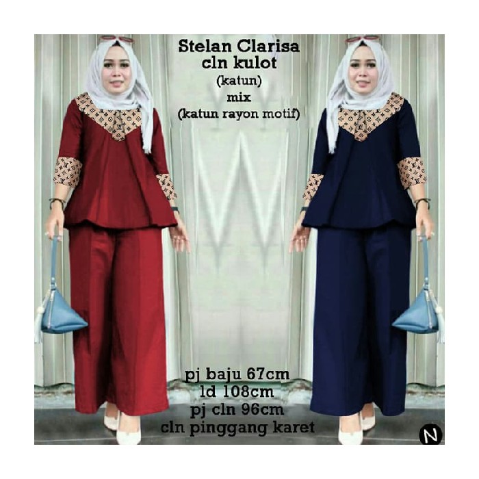 stelan kulot  baju atasan  celana kulot  baju muslim wanita fit xl