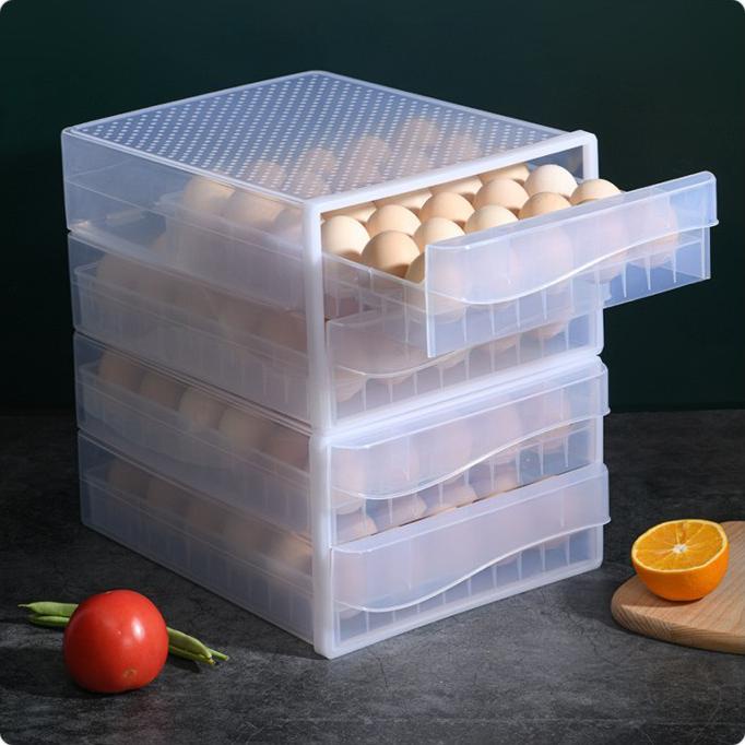 Rak Telur Susun Laci Kotak Telor Tingkat Isi 60 Telur Egg Box Set