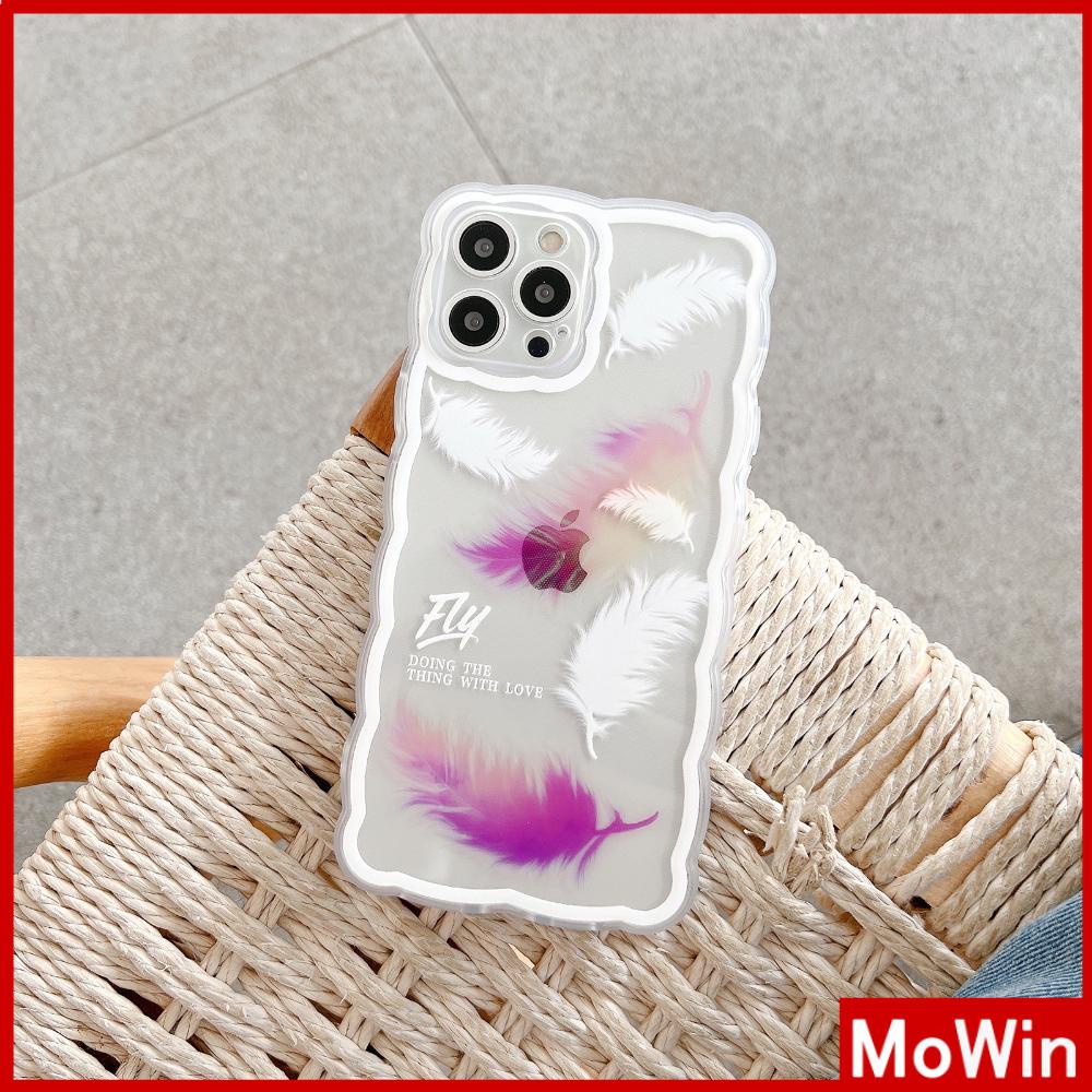 iPhone Case Silicone Soft Case Clear Case Wave Non-Slip Shockproof Camera Full Coverage Protection Purple Feather For iPhone 13 Pro Max iPhone 12 Pro Max iPhone 11 iPhone 7 Plus