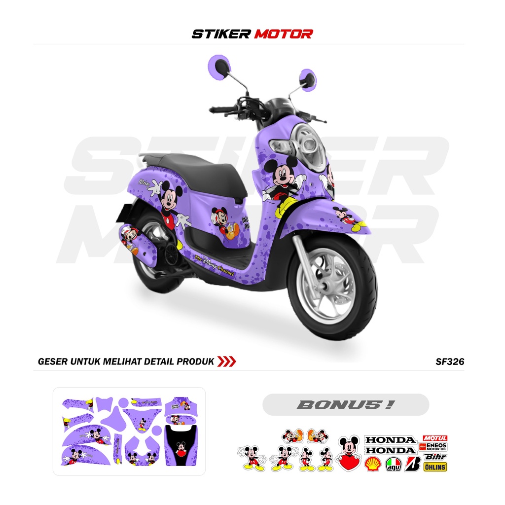 DECAL FULLBODY SCOOPY MICKEY MOUSE SF326 DECAL SCOOPY 2017 2018 2019 FULLBODY SAMPAI DEK DASBOR STIC