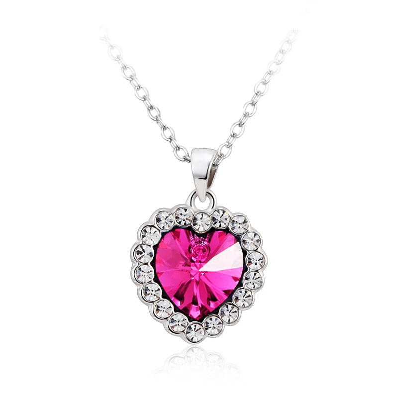 Glitter Heart Kalung Kristal Swarovski Wanita Cewek Hadiah Kado Ultah Manis Impor Hati