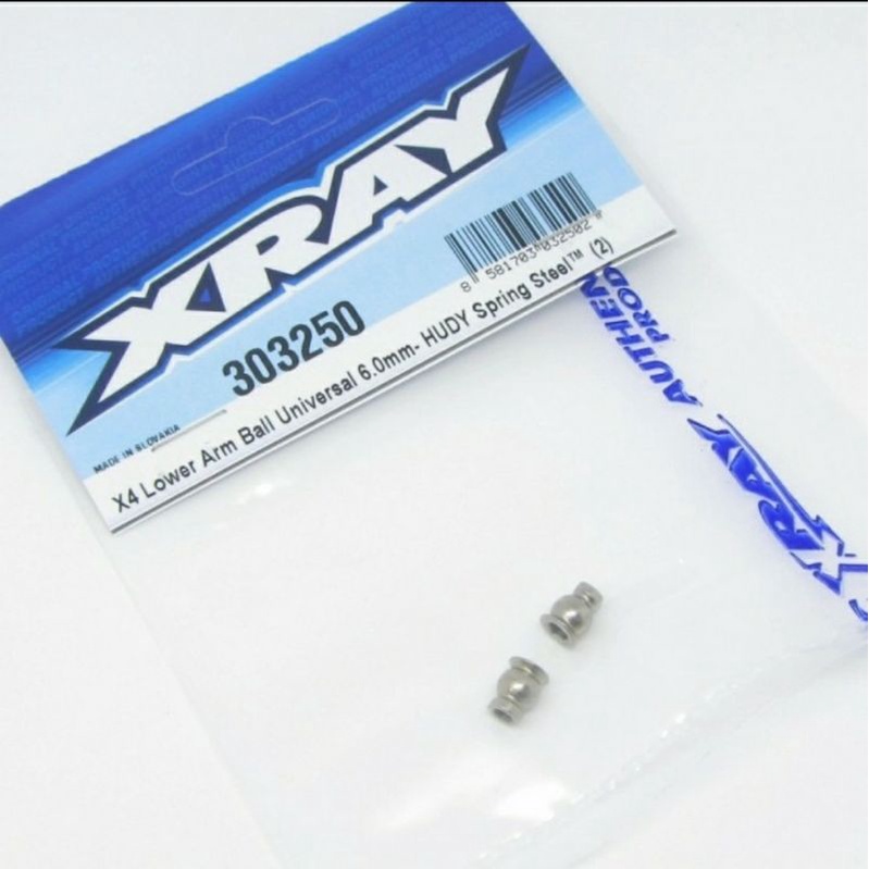 303250 XRAY X4 LOWER ARM BALL UNIVERSAL 6.0MM WITH HEX - HUDY SPRING STEEL (2)