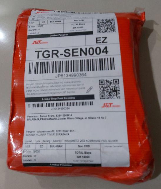 Sachet Transmetz 25g Kombinasi Foil Silver Bening Kemasan