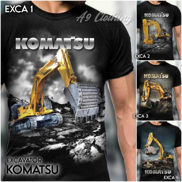 KAOS TAMBANG Komatsu Excavator Baju Alat Berat Distro Tshirt Gambar Excavator KOMATSU Dewasa dan Ana