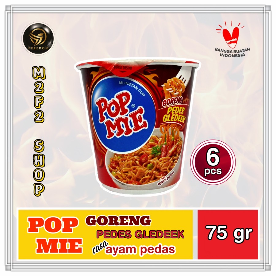 

POP MIE | Mi Instan Cup Goreng Pedes Gledeek Ayam Pedas - 75 gr (Kemasan 6 Pcs)