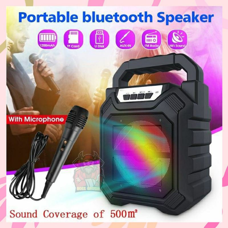 Speaker Bluetooth KIMISO Karaoke+ Mic Portabe Wireless Speaker Super Bass