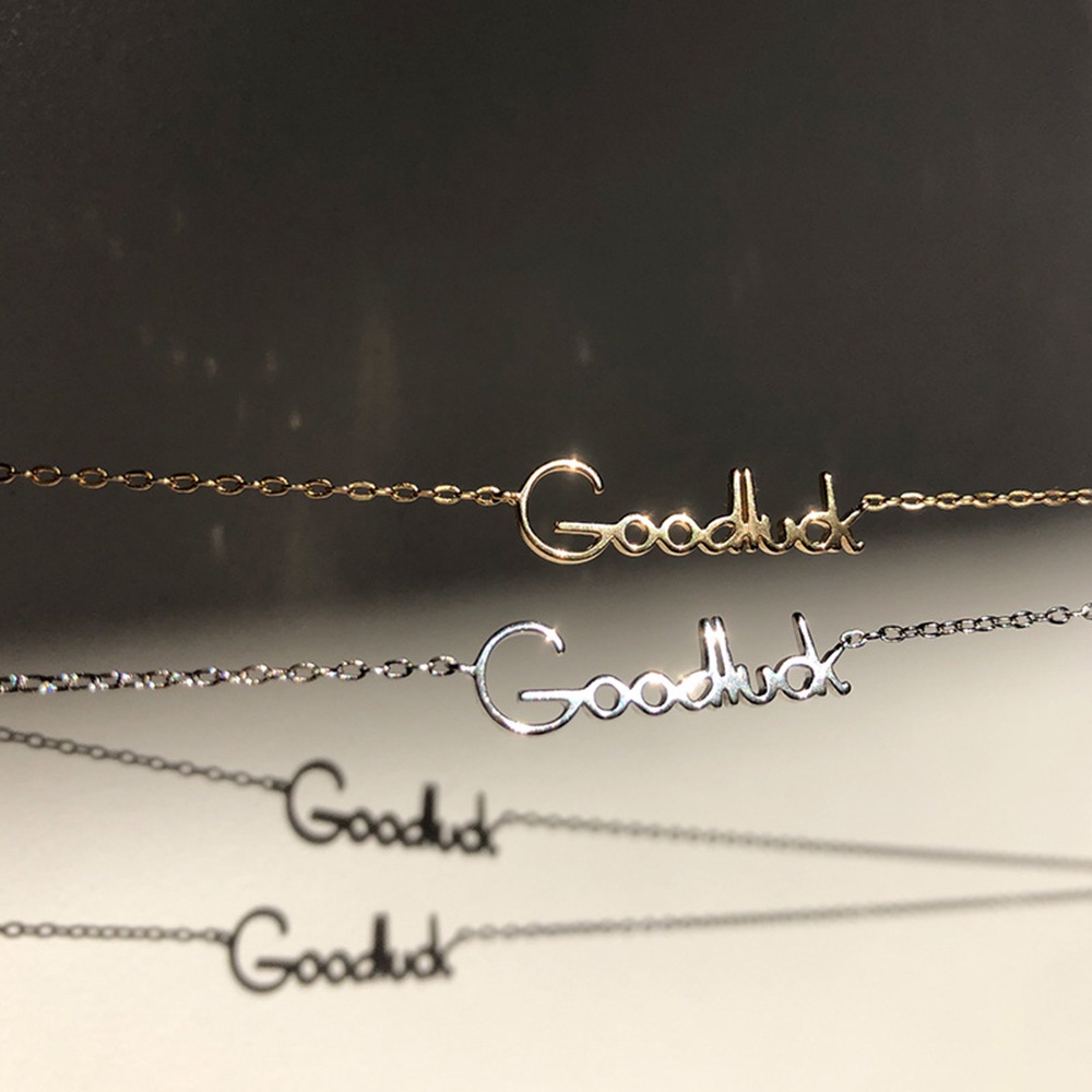 【COD Tangding】Goodluck Kalung Rantai Dengan Liontin Tulisan Goodluck Untuk Wanita
