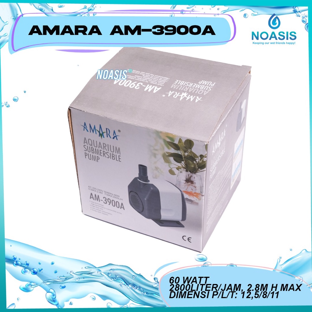 NOASIS POMPA AIR CELUP AQUARIUM AMARA AM 3900 AM - 3900A LOW WATT DAYA RENDAH