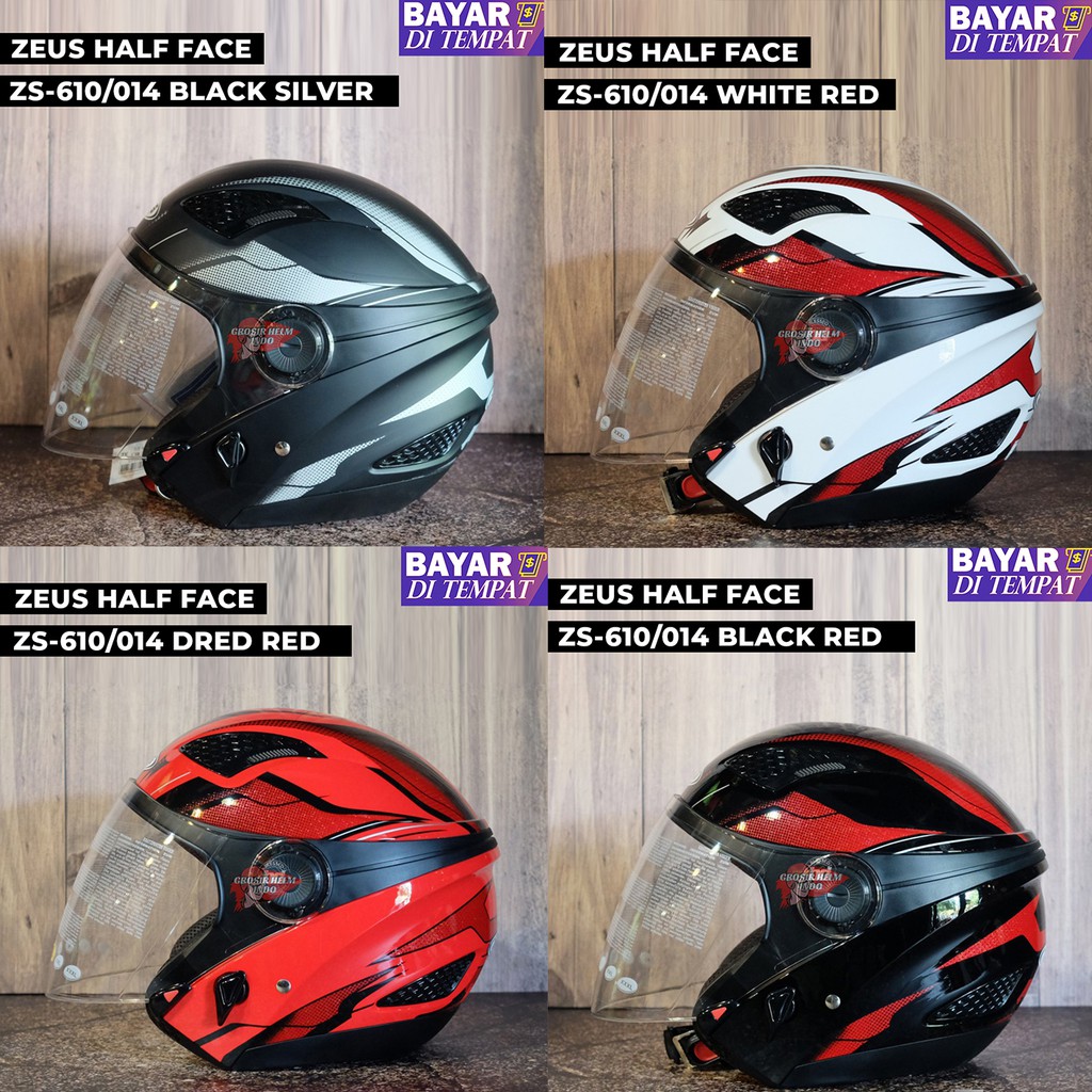 HELM ZEUS ZS610 ORIGINAL HELM ZEUS HALFFACE ZS 610 - FREE TAS HELM ZEUS ZS610 HALFFACE DOUBLE VISOR