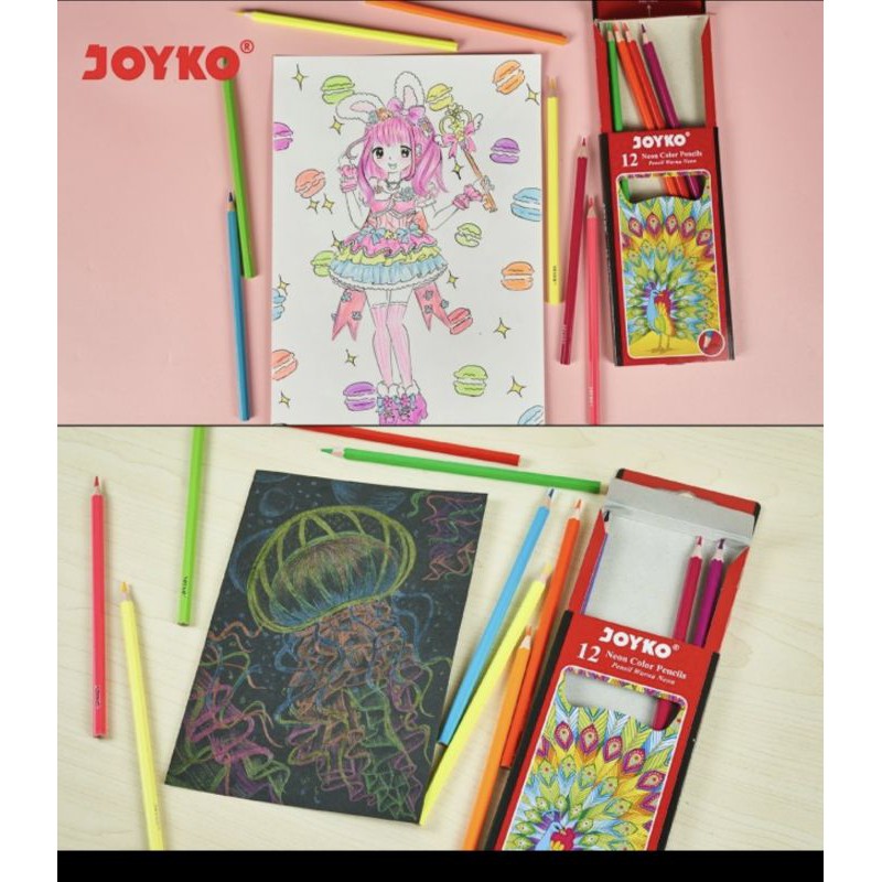 pensil warna NEON merek JOYKO CP124N 12warna-3