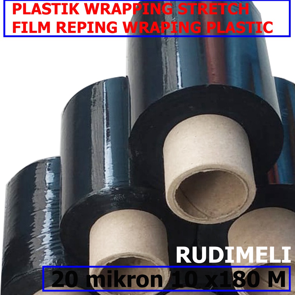 (TERMURAH )-PLASTIC/PLASTIK  WRAPPING STRETCH FILM REPING WRAPING PLASTIC WRAP -HITAM 20 MIKRON 10CM X180 M