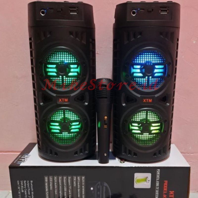 ✅COD Speaker KARAOKE Bluetooth Portable Xtm666 2Tingkat Dual Bass Free + Mic