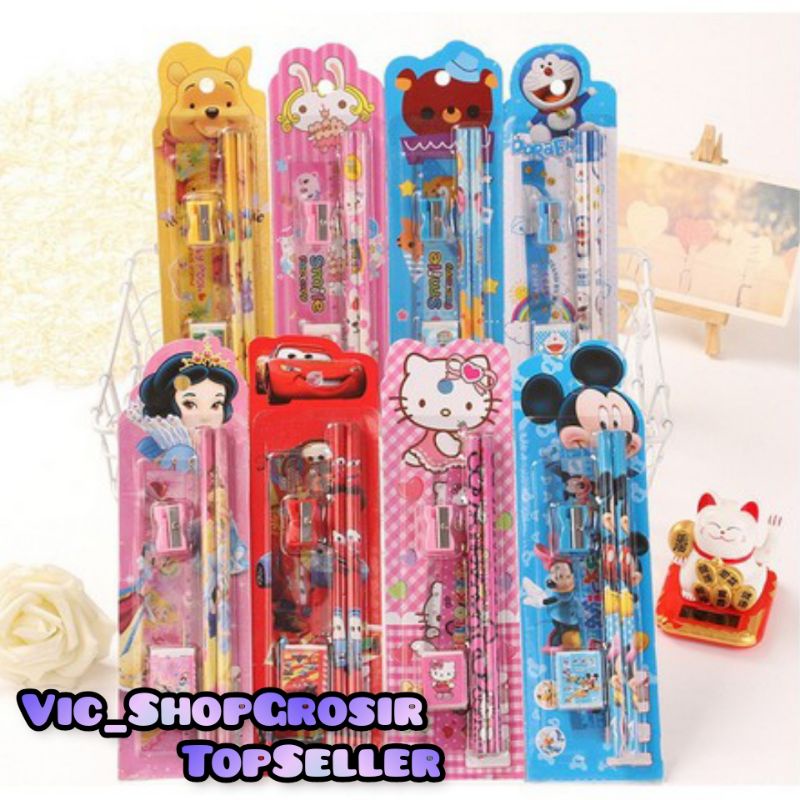 

Pencil Set 5 in 1 / Alat tulis Set 5 in 1 / Pencil Karakter Set 5 in 1