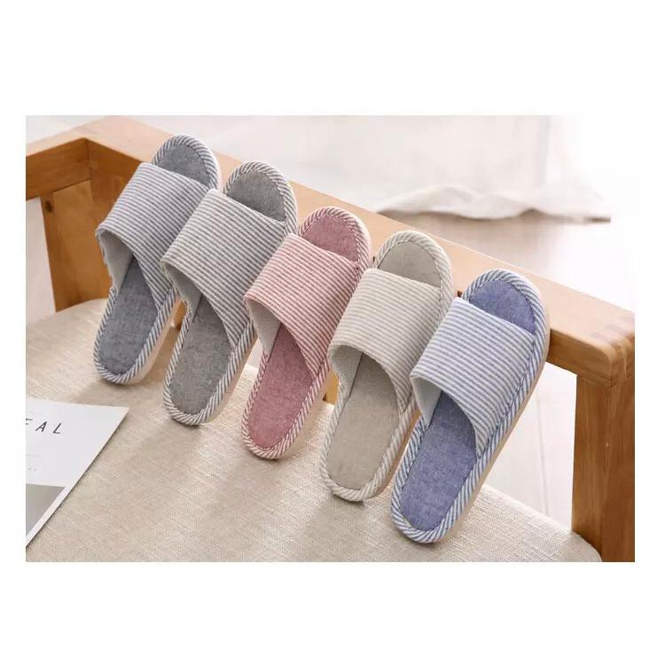 Sandal Rumah Hotel Empuk Nyaman Indoor Halus Motif Garis Slipper SP002