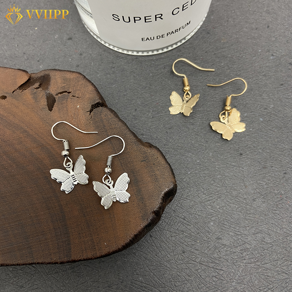 Korean Fashion Simple Butterfly Gold Earrings Sweet Temperament Silver Earring Jewelry Accessories