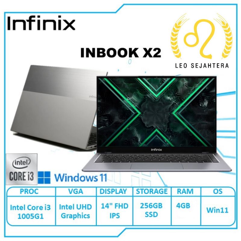 Infinix inbook X2 core i3 ram 4gb SSD 256GB Layar 14 inch baru garansi resmi infinix Indonesia 2 hn