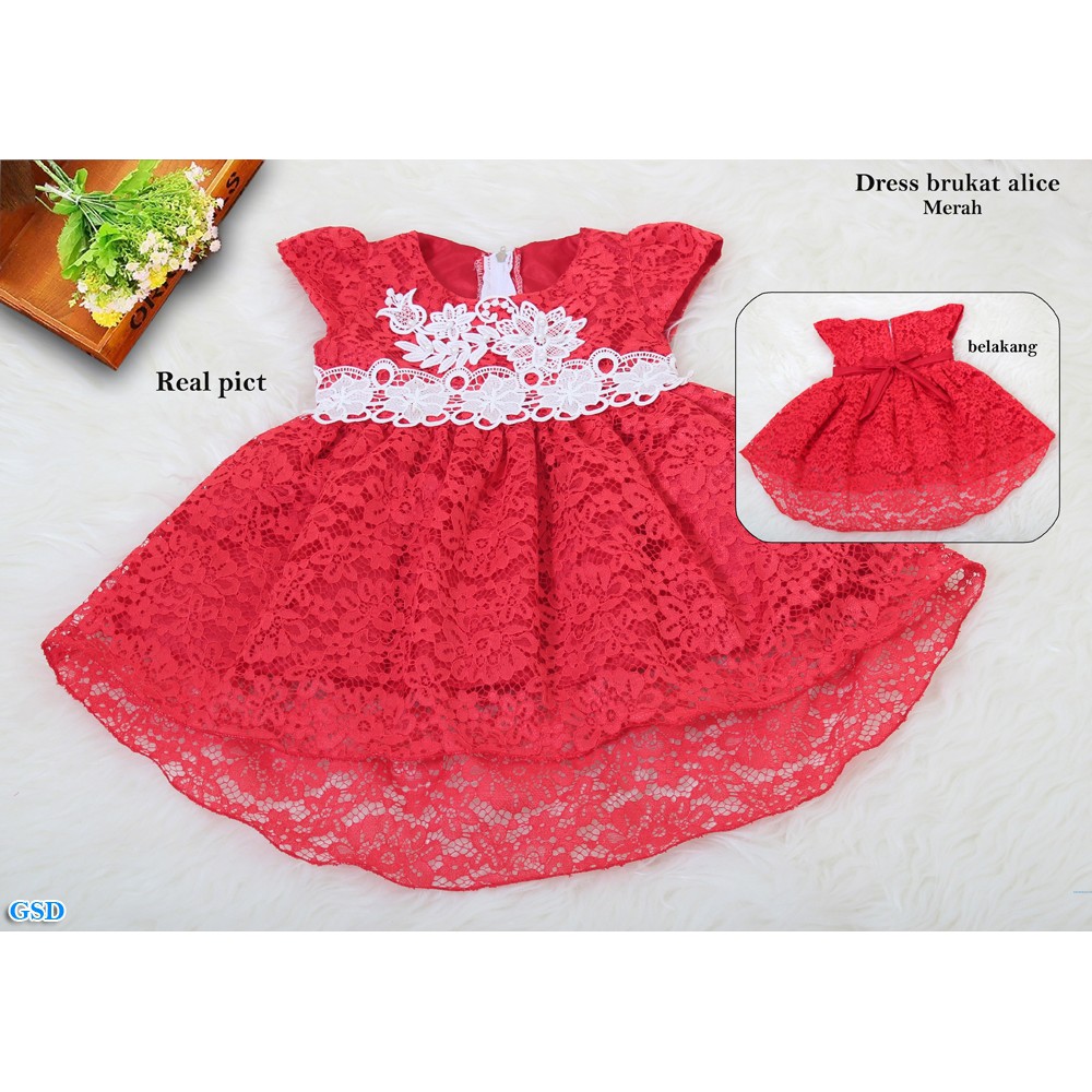 Dress Kids Alice/Baju Terusan Dress Anak Import/Casual Mini Midi Dress Brukat Anak/Baju Anak Murah