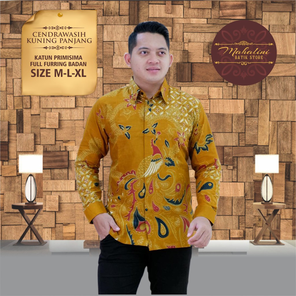 KEMEJA BATIK PRIA CENDRAWASIH KUNING