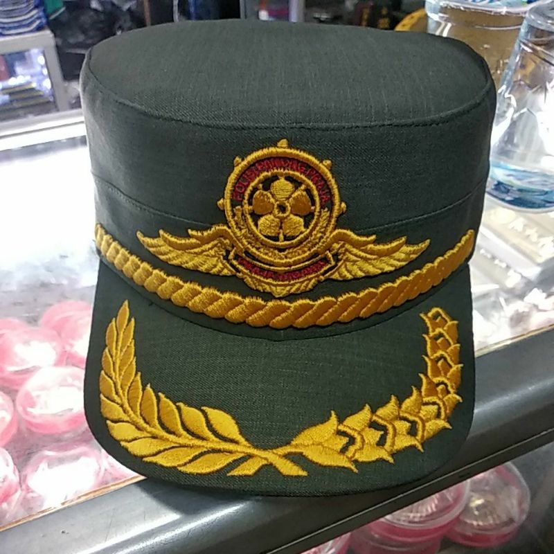 Topi komando satpol pp wing gol 3d,free nama