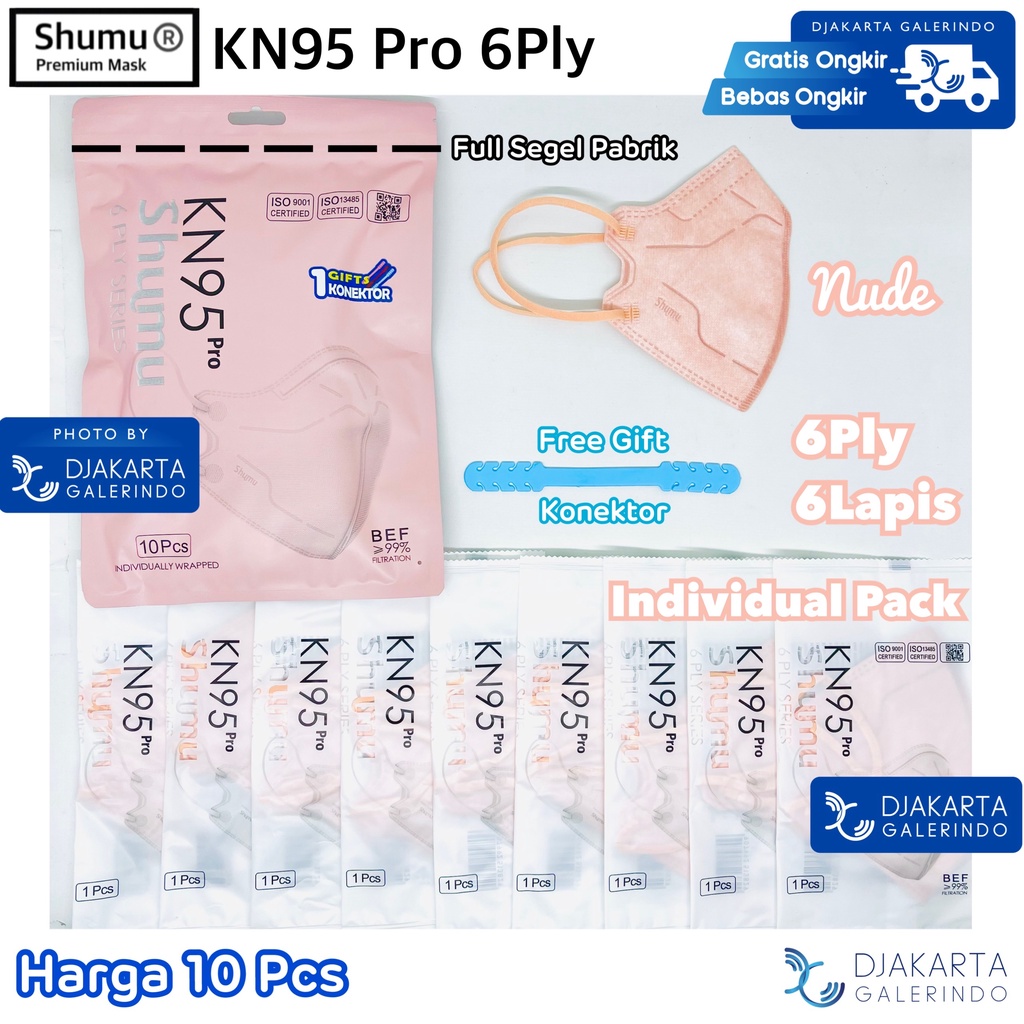 Masker SHUMU KN95 Pro 6Ply Individual Pack isi 10Pcs