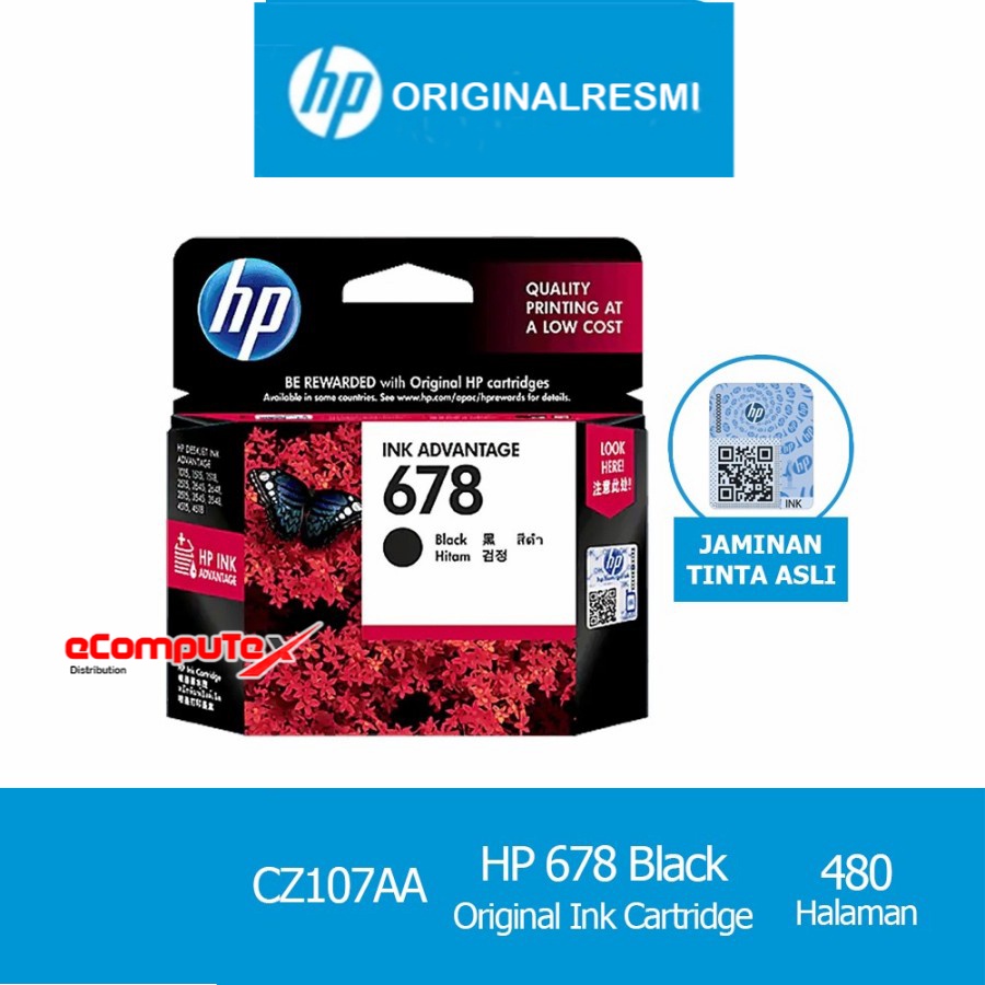 CARTRIDGE HP 678 BLACK / TINTA CATRIDGE HP678 HITAM ORIGINAL - RESMI