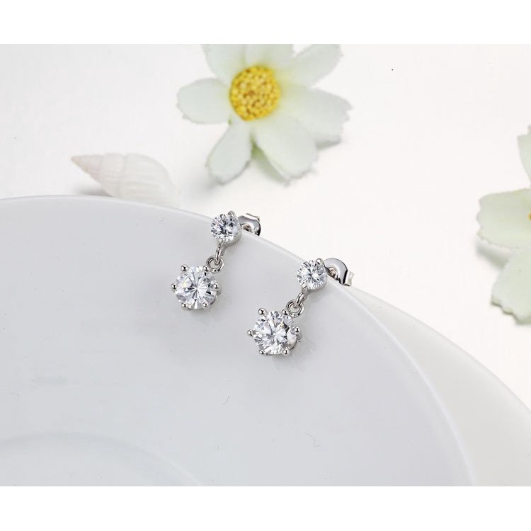 Anting-Anting Perak S925 Perak Perempuan Korea Anting Kembar Lucu Pengiriman S925 Perhiasan Perak Anting-Anting Berlian Kecil ai2-3890-5